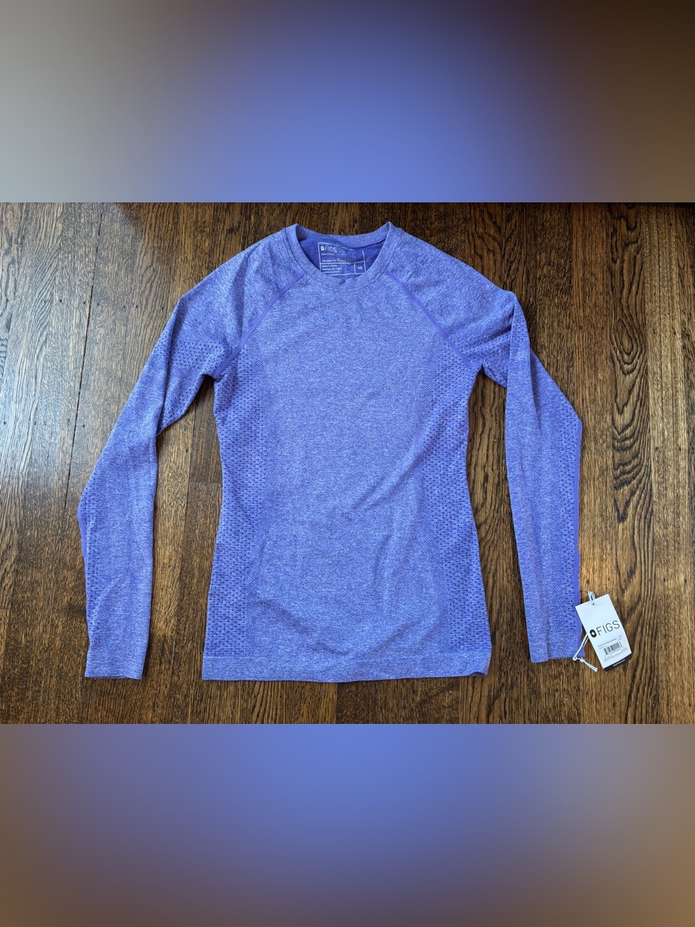 FIGS Heathered Salta Blueberry XS Long-Sleeve